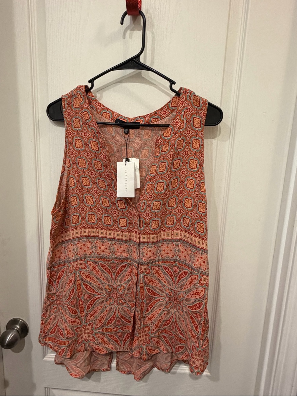 Sanctuary Rust and Cream Paisley Sleeveless Camisole